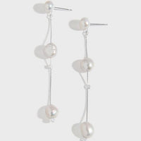 Irregular Natural Pearl Tassel Sterling Silver Drop Earrings