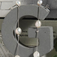 Irregular Natural Pearl Tassel Sterling Silver Drop Earrings