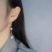 Irregular Natural Pearl Tassel Sterling Silver Drop Earrings