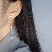Irregular Natural Pearl Tassel Sterling Silver Drop Earrings