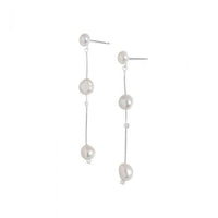 Irregular Natural Pearl Tassel Sterling Silver Drop Earrings