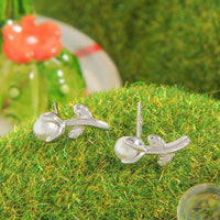 Shell Pearl Tulip Stud Earrings in 925 Sterling Silver