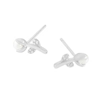 Shell Pearl Tulip Stud Earrings in 925 Sterling Silver