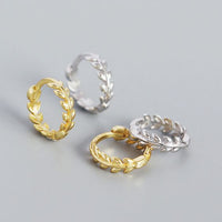 Leaves Branch 925 Sterling Silver Hoop Earrings