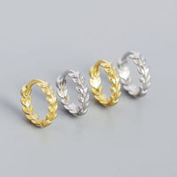Leaves Branch 925 Sterling Silver Hoop Earrings