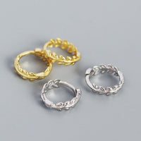 Leaves Branch 925 Sterling Silver Hoop Earrings