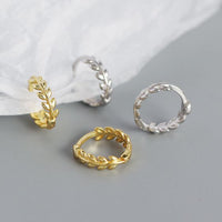 Leaves Branch 925 Sterling Silver Hoop Earrings