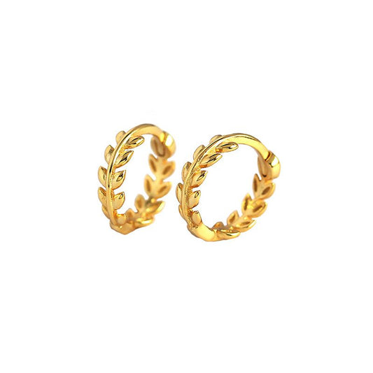 Leaves Branch 925 Sterling Silver Hoop Earrings