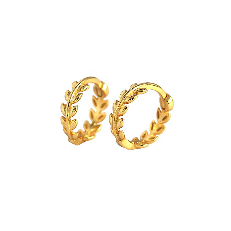 Leaves Branch 925 Sterling Silver Hoop Earrings