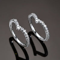 V Shape Crystal Adjustable Ring in 925 Sterling Silver