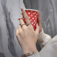 V Shape Crystal Adjustable Ring in 925 Sterling Silver