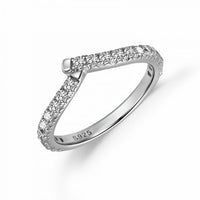 V Shape Crystal Adjustable Ring in 925 Sterling Silver