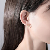 Micro Setting Crystal Circle Huggie Hoop Earrings, 925 Sterling Silver
