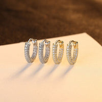 Micro Setting Crystal Circle Huggie Hoop Earrings, 925 Sterling Silver