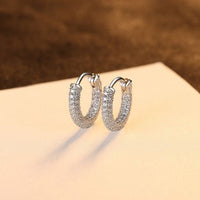 Micro Setting Crystal Circle Huggie Hoop Earrings, 925 Sterling Silver