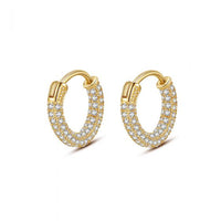 Micro Setting Crystal Circle Huggie Hoop Earrings, 925 Sterling Silver