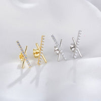 Crystal Letter X 925 Sterling Silver Stud Earrings
