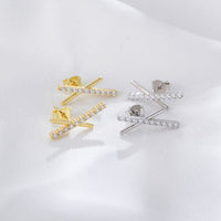 Crystal Letter X 925 Sterling Silver Stud Earrings