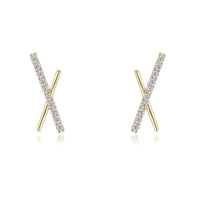 Crystal Letter X 925 Sterling Silver Stud Earrings