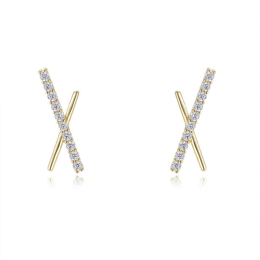 CZ Letter X 925 Sterling Silver Stud Earrings