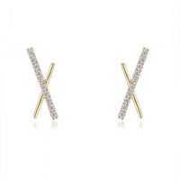 Crystal Letter X 925 Sterling Silver Stud Earrings