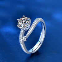 1 ct Round Six-Claw Moissanite Crystal Sterling Silver Adjustable Ring
