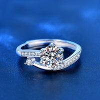 1 ct Round Six-Claw Moissanite Crystal Sterling Silver Adjustable Ring