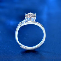 1 ct Round Six-Claw Moissanite Crystal Sterling Silver Adjustable Ring
