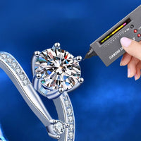 1 ct Round Six-Claw Moissanite Crystal Sterling Silver Adjustable Ring