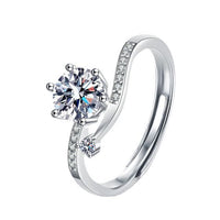 1 ct Round Six-Claw Moissanite Crystal Sterling Silver Adjustable Ring