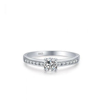 Round Crystal Four-Claw Sterling Silver Ring