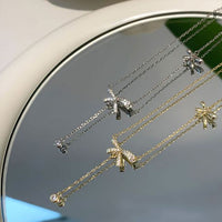 Sweet Crystal Bow-Knot Tassel Necklace