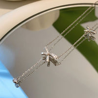 Sweet Crystal Bow-Knot Tassel Necklace