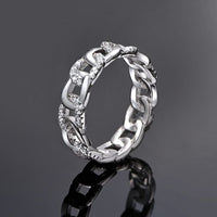 Hollow Chain Crystal Adjustable 925 Sterling Silver Ring