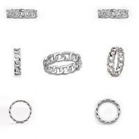 Hollow Chain Crystal Adjustable 925 Sterling Silver Ring