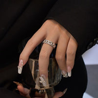 Hollow Chain Crystal Adjustable 925 Sterling Silver Ring