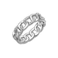 Hollow Chain Crystal Adjustable 925 Sterling Silver Ring