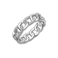 Hollow Chain Crystal Adjustable 925 Sterling Silver Ring