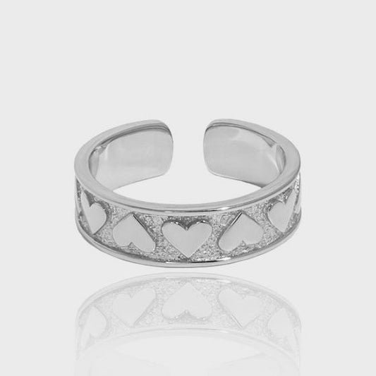 Hearts Love 925 Sterling Silver Adjustable Ring