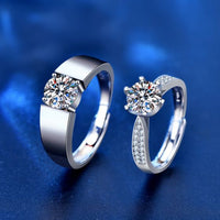 Round Moissanite Adjustable Couple Ring