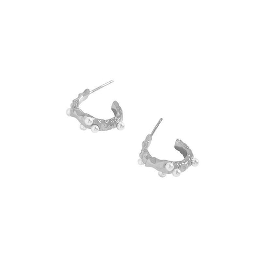 Irregular Shell Pearl 925 Sterling Silver Hoop Earrings