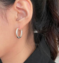 Minimal Circle 925 Sterling Silver Huggie Hoop Earrings