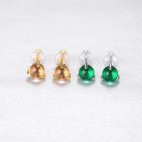 Round Cubic Zirconia 925 Sterling Silver Stud Earrings