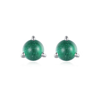 Round Cubic Zirconia 925 Sterling Silver Stud Earrings