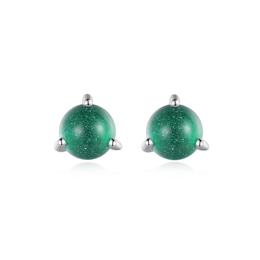Round Cubic Zirconia 925 Sterling Silver Stud Earrings