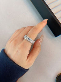 Oval Created High Carbon Diamond 925 Sterling Silver Ring