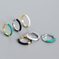 Minimalist Epoxy Circle Huggie Hoop Earrings