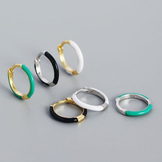 Minimalist Epoxy Circle Huggie Hoop Earrings