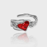 Irregular Heart Crystal Adjustable Ring in 925 Sterling Silver