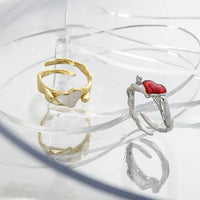 Irregular Heart Crystal Adjustable Ring in 925 Sterling Silver